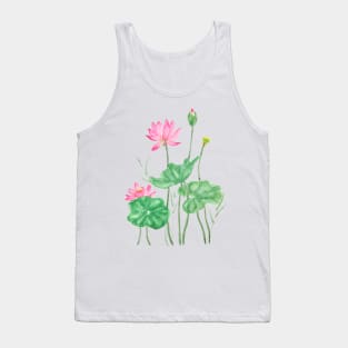 pink lotus flowers watercolor Tank Top